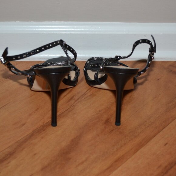 Sam Edleman Black studded Leather Ankle Strap Lennox Sandals/Heels, sz 8.5 - Picture 4 of 11